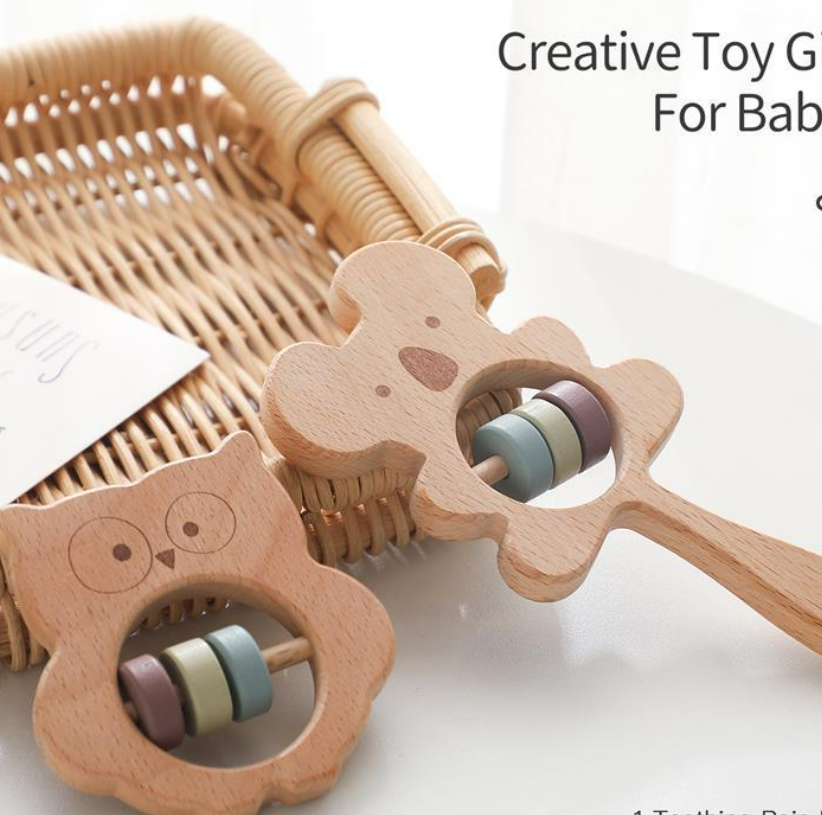 Title 4, Hand-held Rattle DIY Soothing Wooden Toys For B...