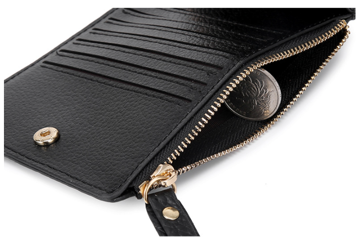 Title 5, Cartera de cuero compacta ultrafina para mujer,...