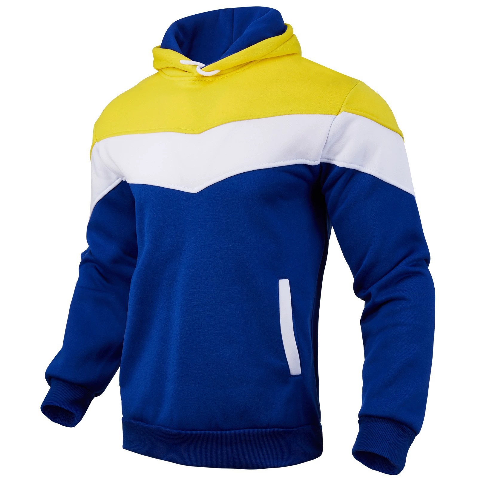 Men's Fleece Spliced Hoodie, Autumn Winter Trendy Casual Sports Sweatshirt Coat 6