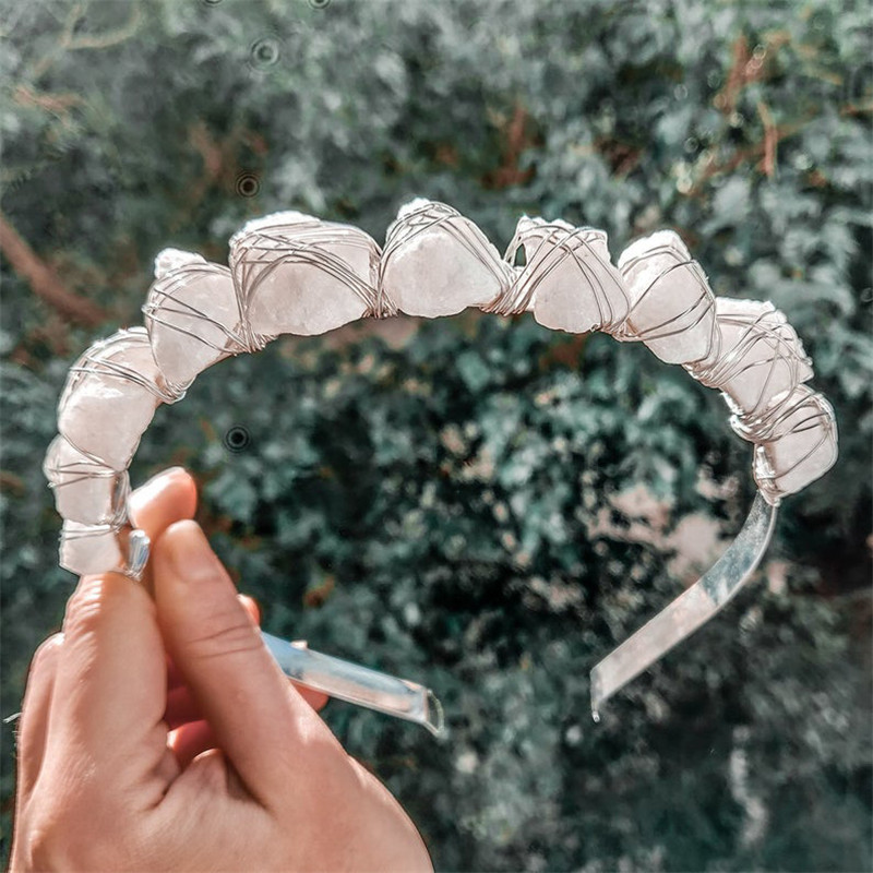 Natural Crystal Quartz Crown Born Amethyst Gemstone Wedding Headdress — foto 6
