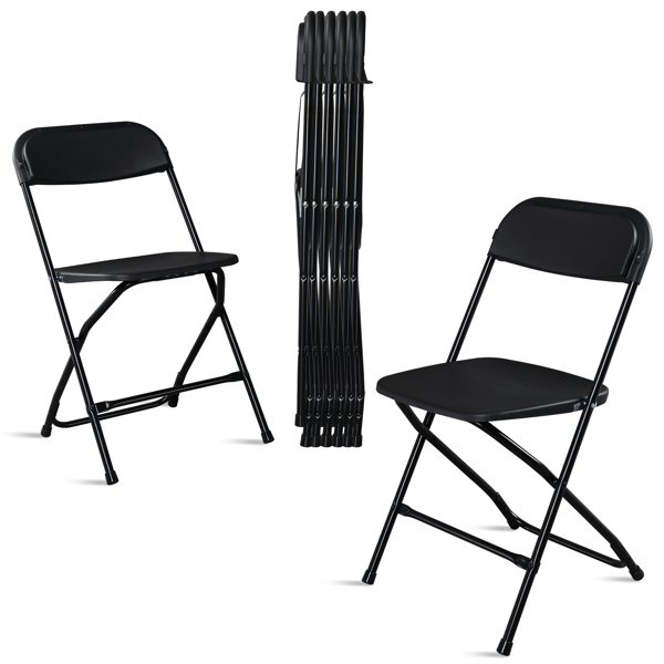 6pcs Injection Molding Classic Garden Plastic Folding Chair Black 2