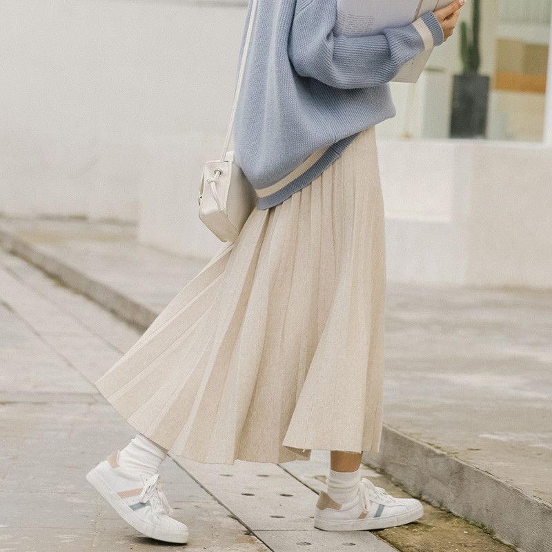 Knitted Half-length Skirt Female Autumn And Winter A-line Thickened Half-length Woolen Skirt