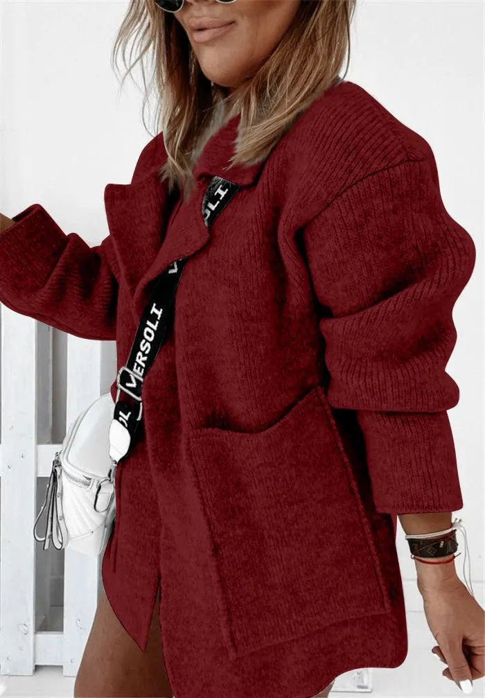 New Product Fashion Print Ladies Woolen Coat - Wine