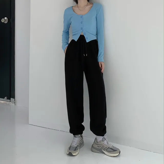 Drawstring Dropped Wide Leg Lounge Pants Black - Shop at LoveMi