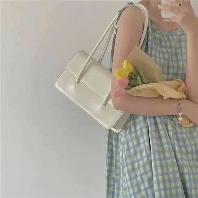 Summer Fashion Oil Wax Leather Portable Shoulder Bag Cream - Shop at LoveMi