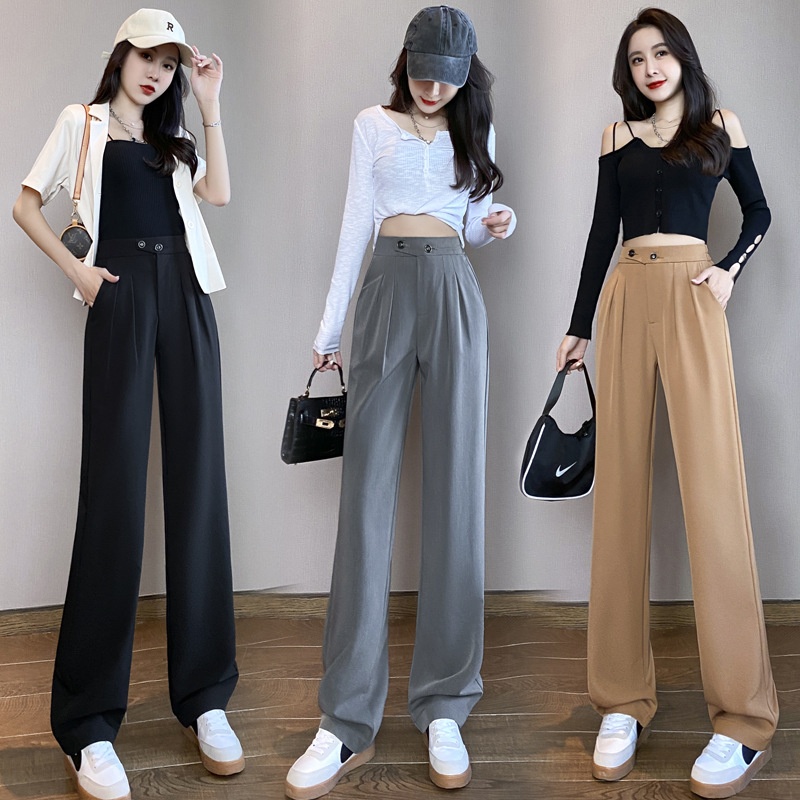 Title 1, High Waist Drape Loose Straight Casual Slim Wid...