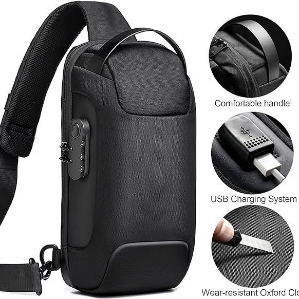 Sac de poitrine antivol avec verrouillage par mot de passe pour hommes – Image 5