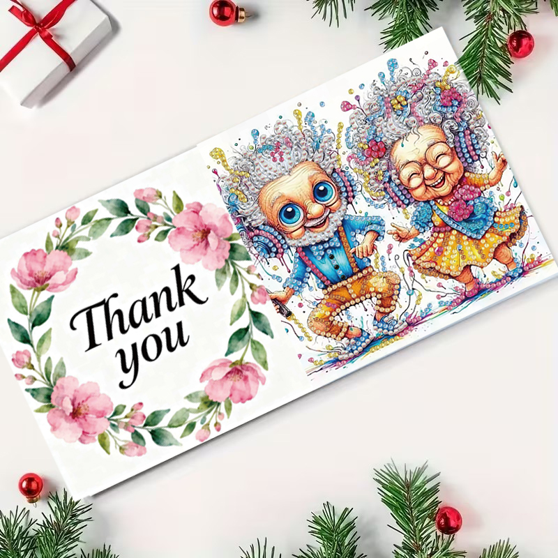 DIY Diamond Painting Kit Birthday Card Kit, Unique Grandma Pattern Design, Water Diamond Painting Art Mosaic Postcards, Festival Cards Perfect For Families, Friends, And Lovers, Handmade Gift
