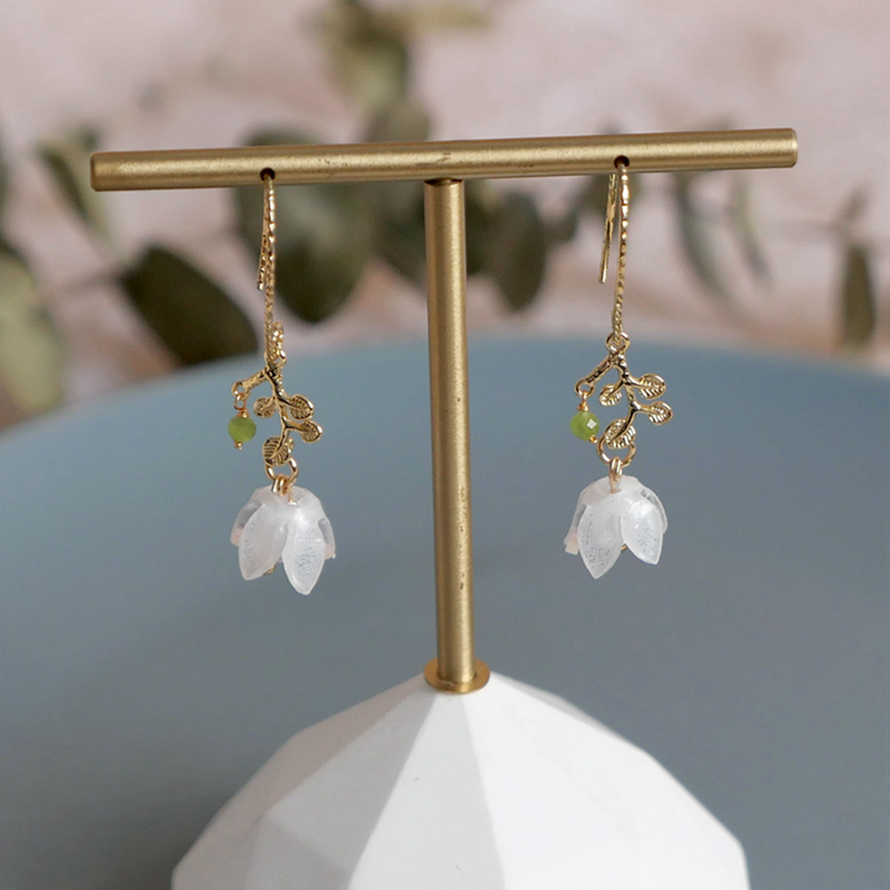 Title 2, Forest Bell Orchid Earrings with Sweet Female T...