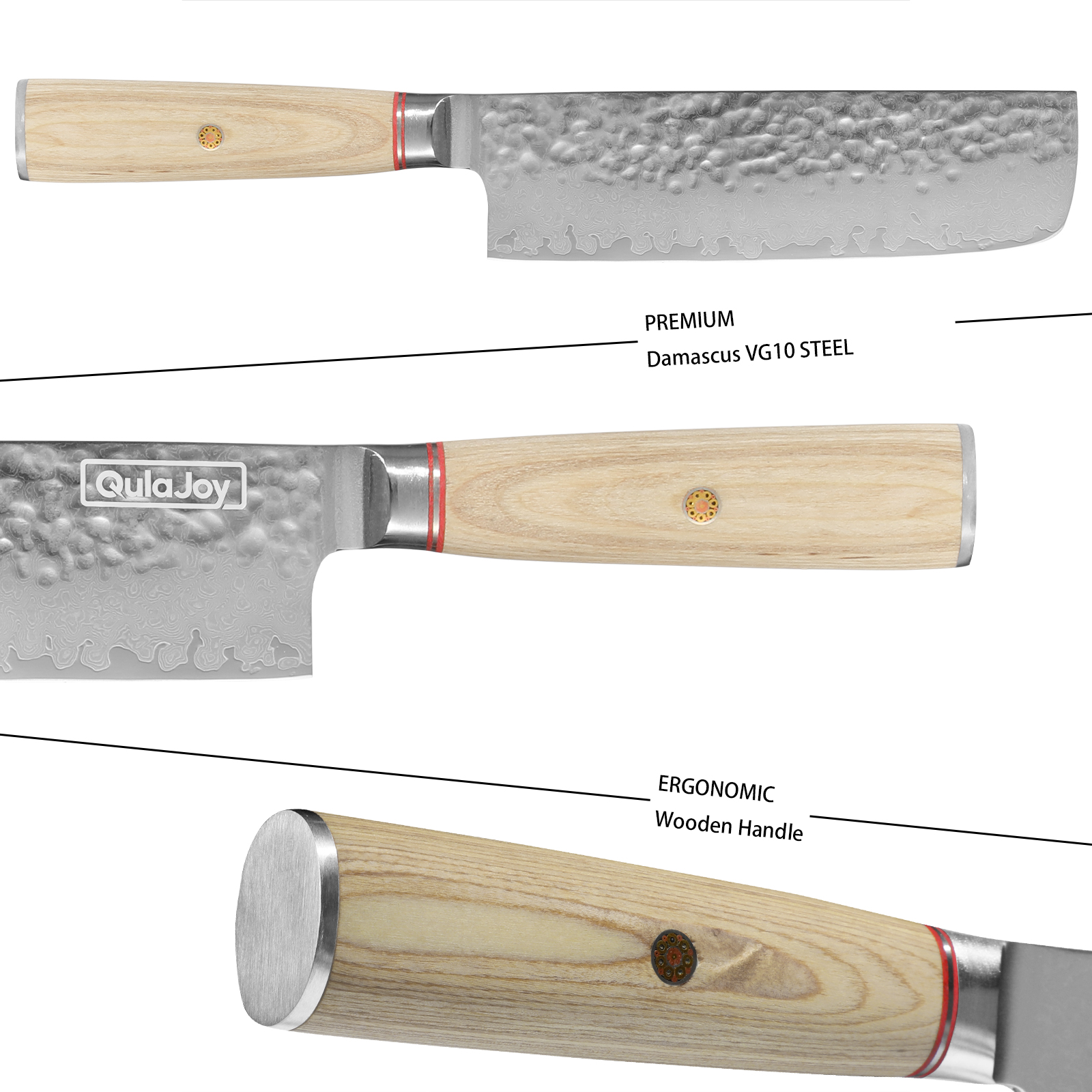 Qulajoy Nakiri Knife 6.9 Inch, Professional Vegetable Knife Japanese Kitchen Knives 67-Layers Damascus Chef Knife, Cooking Knife For Home Outdoor With Ergonomic Wood Handle.