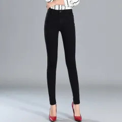 Jeans Trousers And Feet Pants Are Thin And Tight Elastic Women - Black - View 1