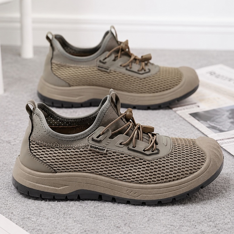 New Summer Men's Mesh Breathable Shoes, Slip-on Lazy Sneakers, Non-slip Soft Sole Outdoor Casual Footwear