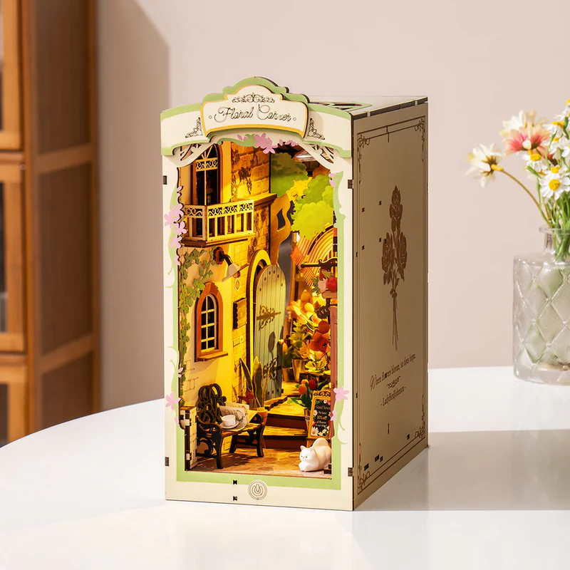 Rolife Floral Corner DIY Book Nook Shelf Insert Kit, Only Supports TK And Independent Website Platforms