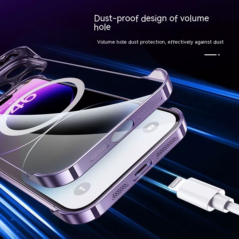 Dustproof Net Electroplating Frameless Phone Case Magnetic Hard Shell Applicable