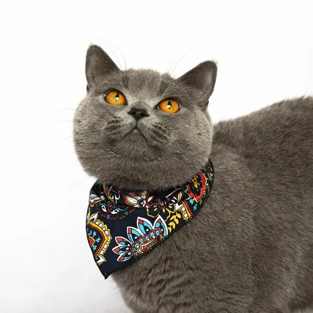 Cat Decorative Hat Pet Headwear Western Navy Blue Retro Triangle Scarf - Shop at LoveMi