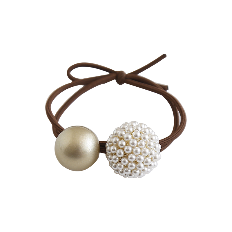 Alloy Pearl Coffee Tie Hair Elastic Band