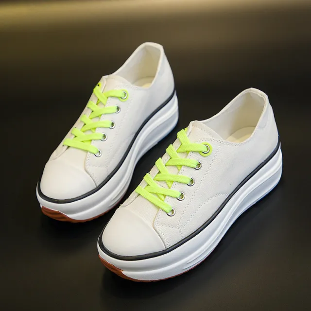 Casual Single Shoes Platform Breathable Canvas Shoes White - Shop at LoveMi