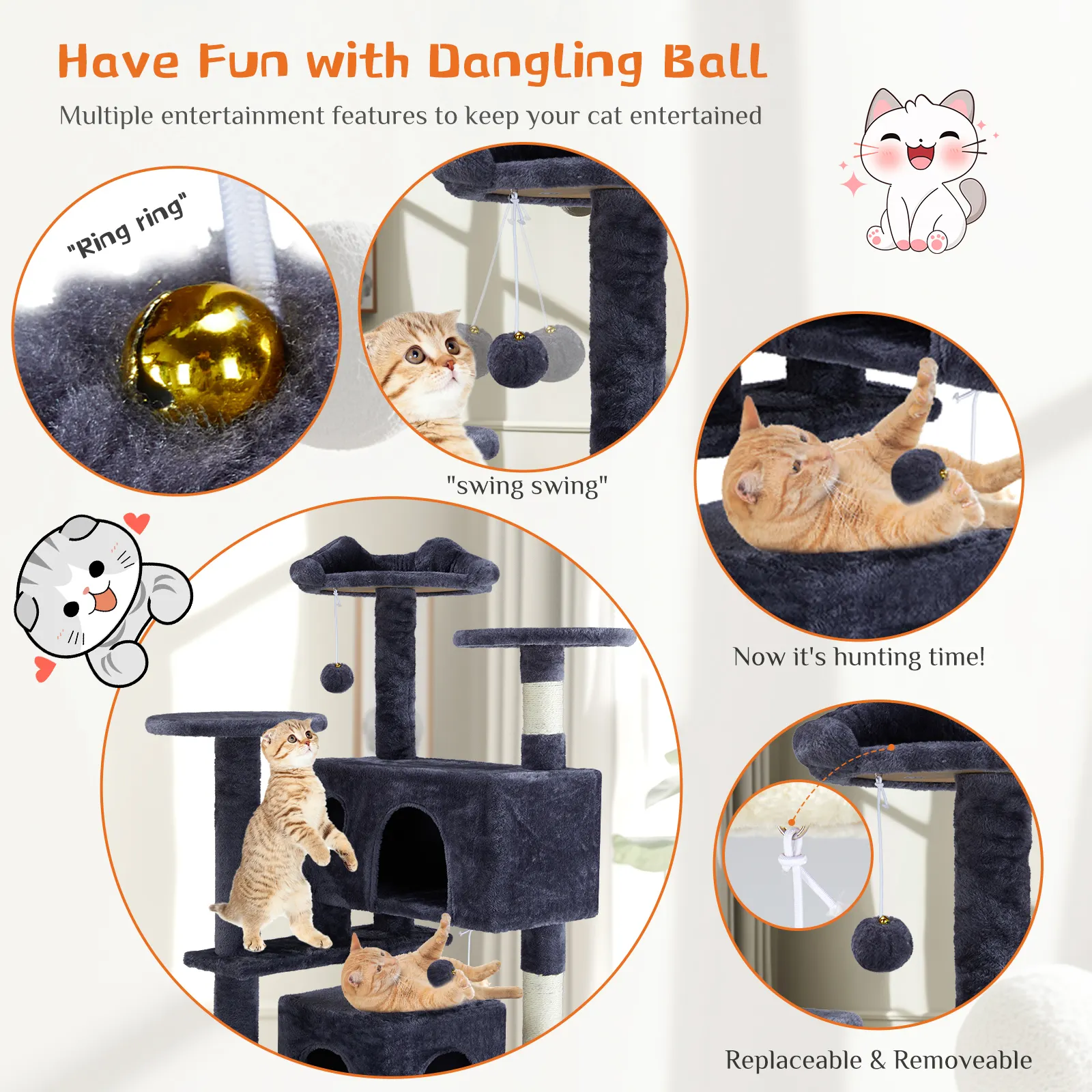 Multi Functional Cat Treehouse Climbing Frame