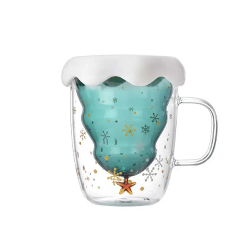 Double Heat Resistant Glass Coffee Cup Christmas Tree With Handle And Lid Milk Water Cup Cute Household Breakfast Whiskey Mug – image 8