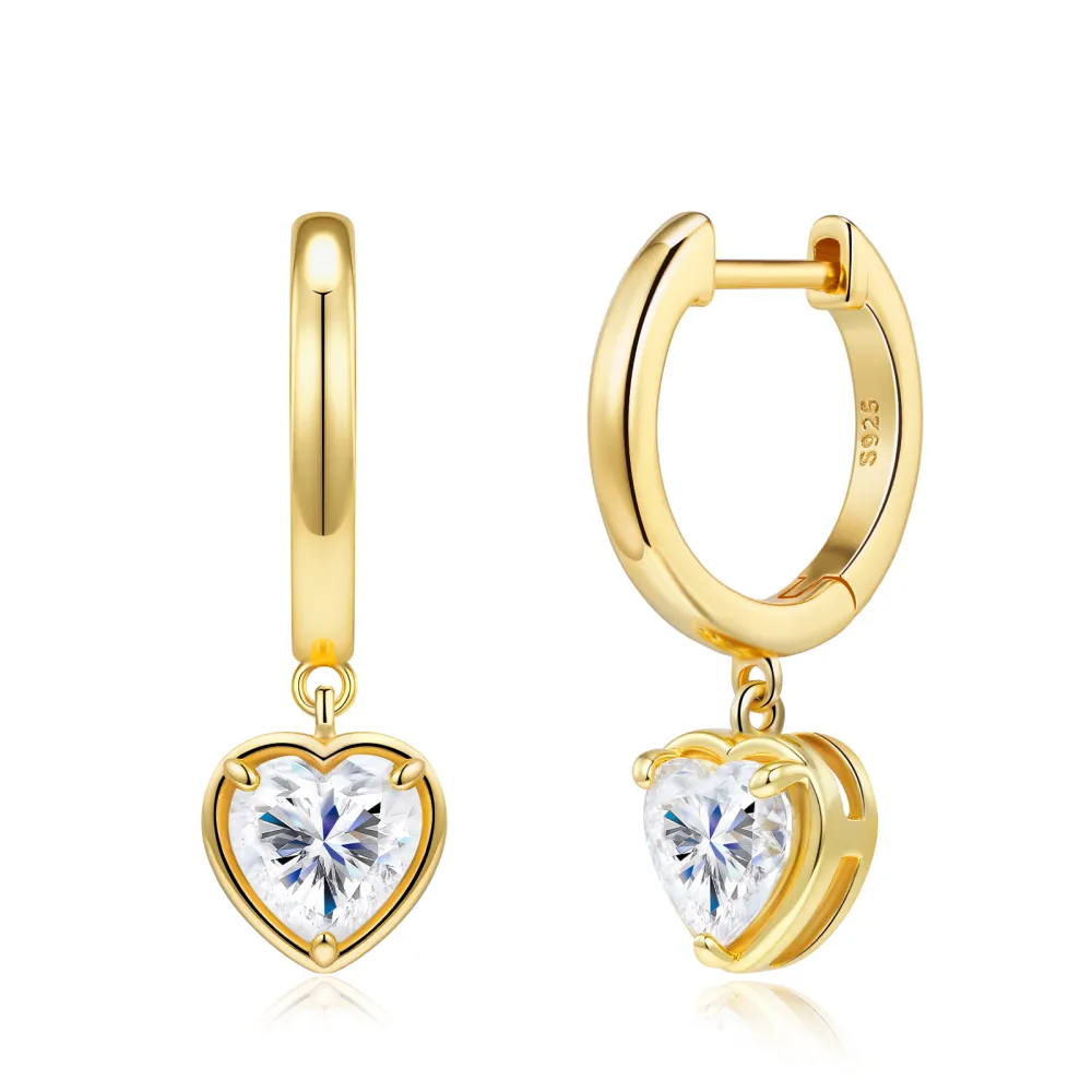 A Luxurious And Fashionable Minimalist Jewelry Earring Set Featuring Top-quality Moissanite Stones, Made Of S925 Silver Electroplated With Gold.