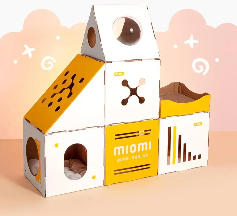 Castle Corrugated Paper Cat House Villa Carton Wear-Resistant Cat