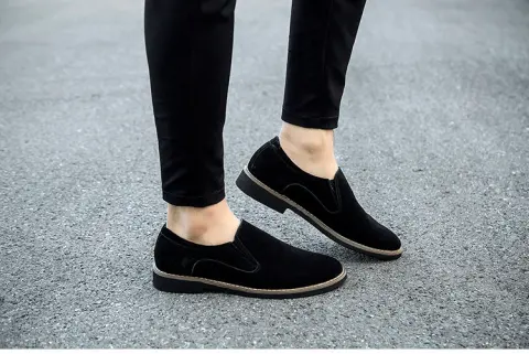 Men's Shoes Frosted Round Toe Casual Leather for Men