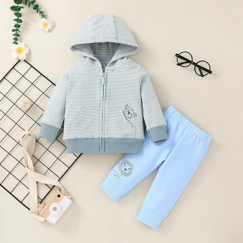 Fall Boy's Sweatshirt Set, Children's Fashion Hooded Zipper Jacket, Trousers Two-Piece Set