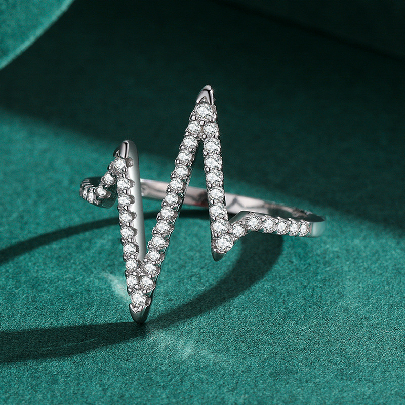 S925 Sterling Silver Diamond Lightning Ring