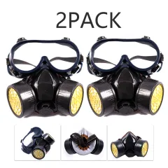 Chemical Dustproof Respirator Gas Face Mask Safety Filter Military Eye Goggle Dual Protection Filter - 2Pcs - View 1