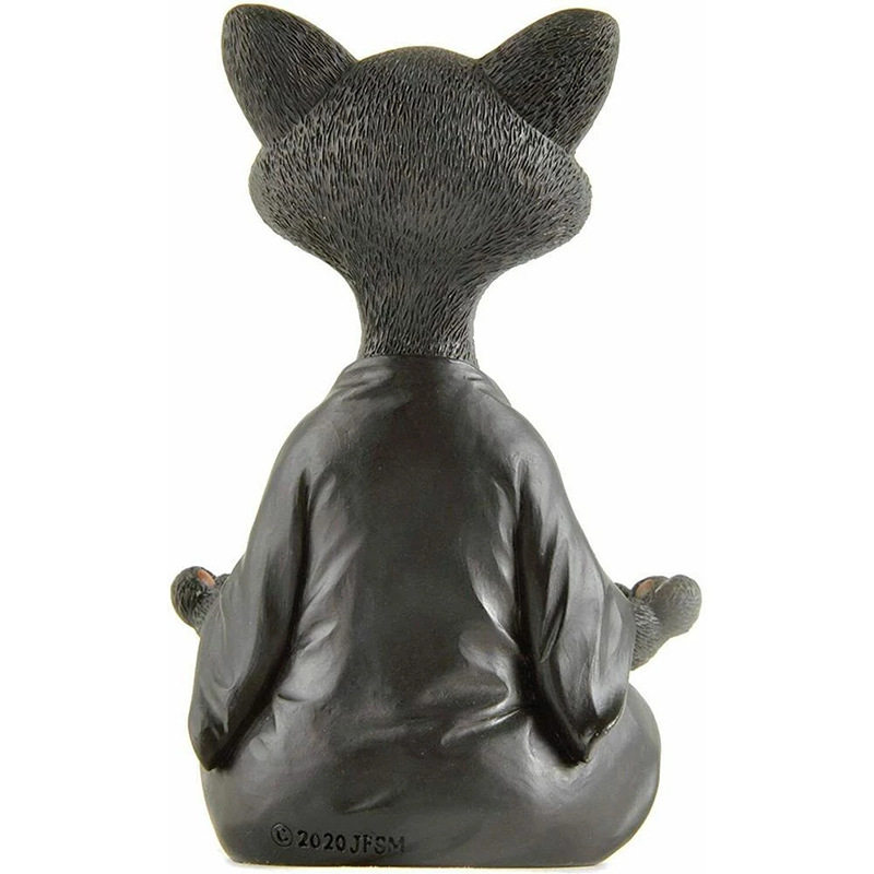 Meditating Black Cat Resin Ornament (Black cat