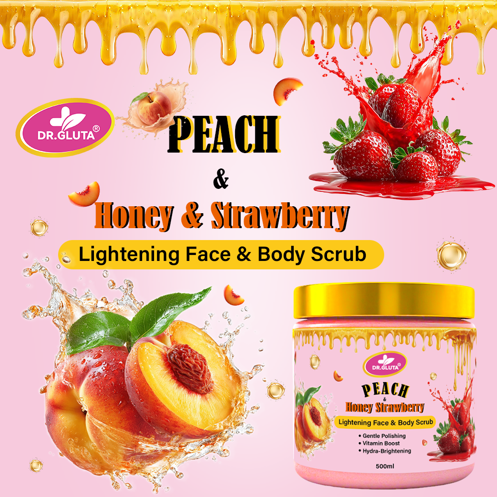 Peach & Strawberry Body Scrub Lightening Face Skin Care Whitening Body Scrub 500ml