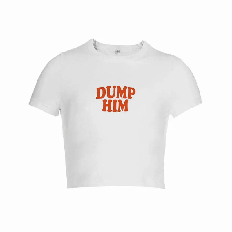 Slim English Printed Short T-shirt - White
