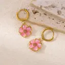 Stainless Steel Multi-colored Dripping Oil Flower Pendant Necklace Earrings view 8