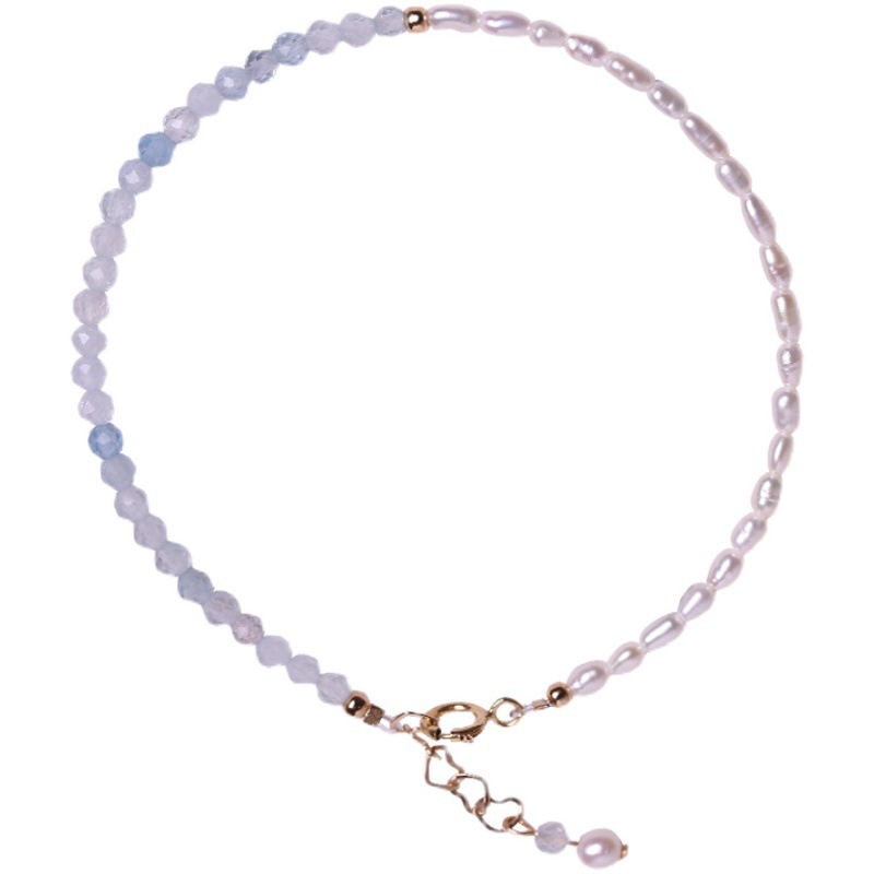 Light Blue Natural Aquamarine Bracelet Women's Design Sense