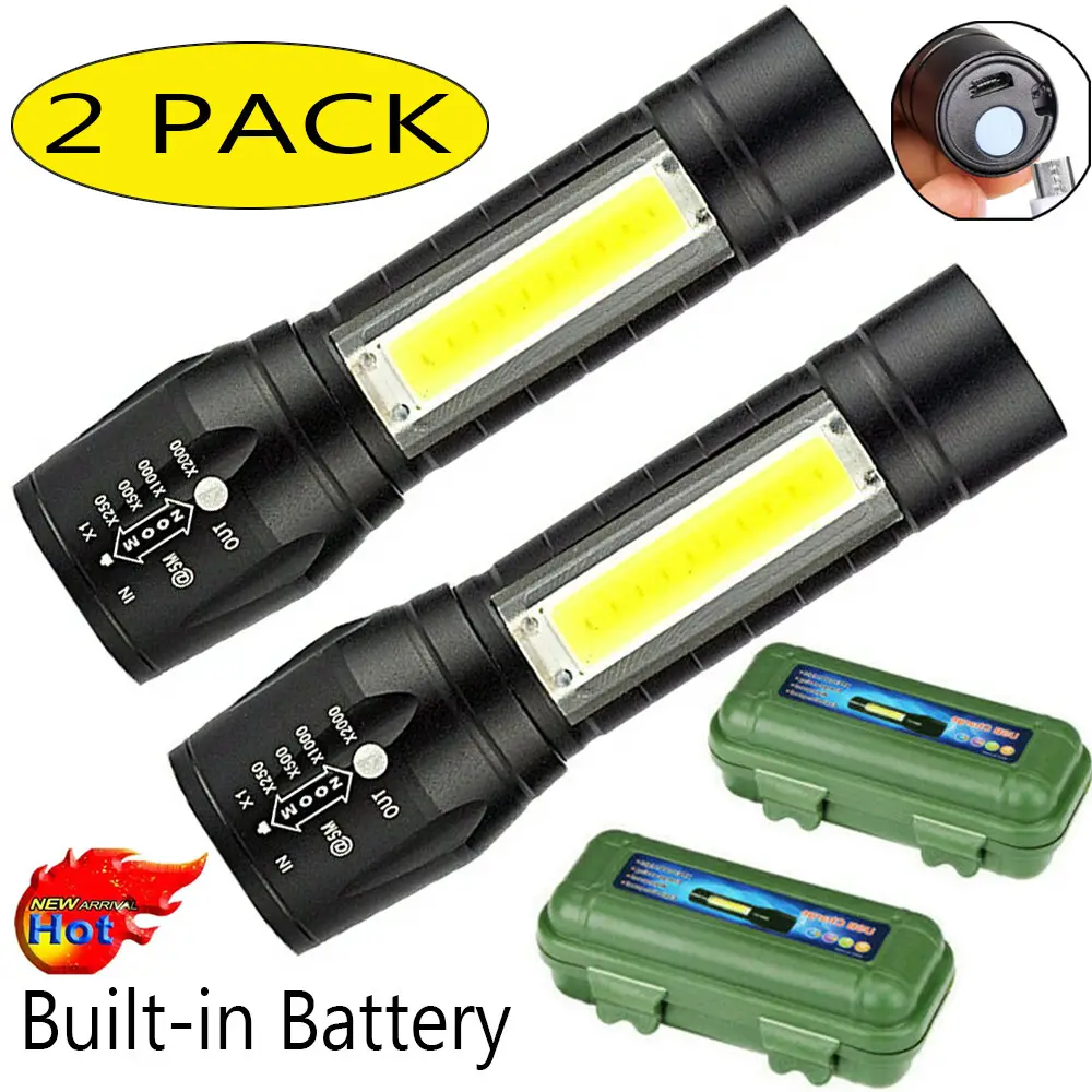 Mini Flashlight LED COB Torch Rechargeable High