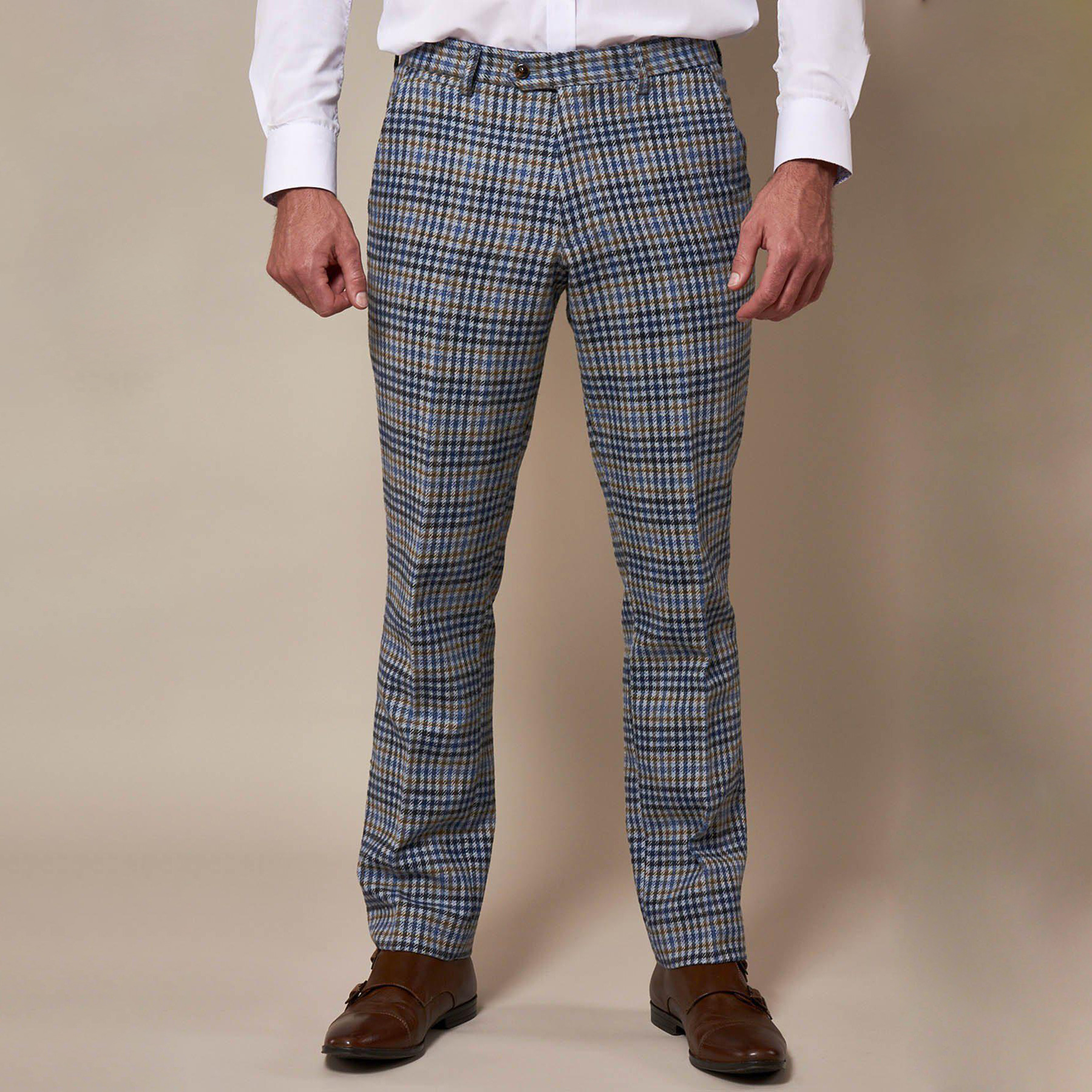 Check Slim Casual Pants Men's Trousers