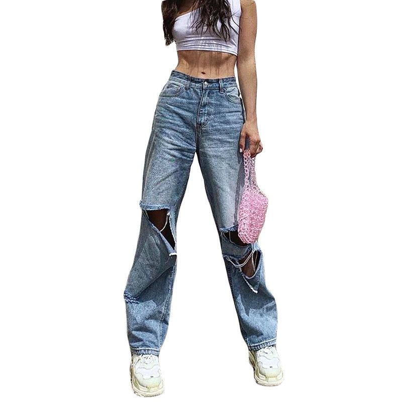 Title 5, American Ripped High Waist Wide Leg Jeans