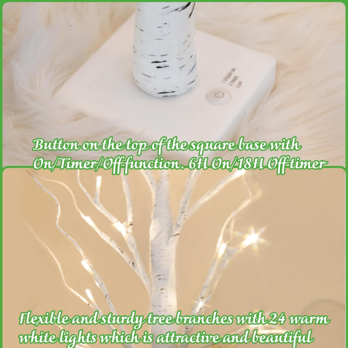 Home Decor, 2FT Birch Tree With LED Lights Warm White Light Up Tree — foto 7