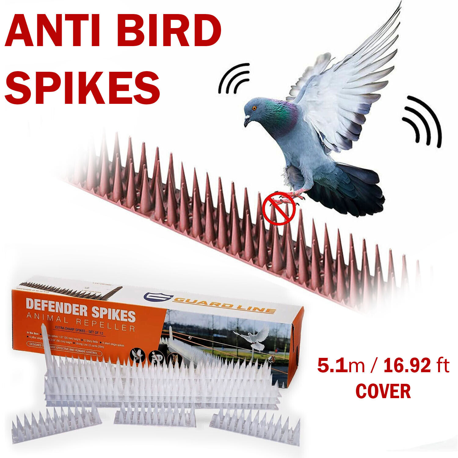 Bird Repellent Fence Kit for Small Animals. we ship only inside the US, USPS First Class Package 2 Day Handling , 2-5 Day Shipping. Bird Spikes 5.1m/16.92 FT Bird Deterrent Spikes for Small Birds Squirrels Cats Keep Birds Away from Fence Roof Railing Push