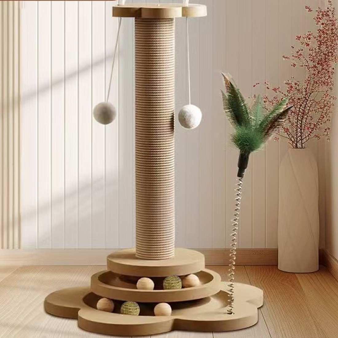 NEW Large Cat Tree Scratching Post Pet Climbing Tower 46X24CM With Column Turntable - imagen 1