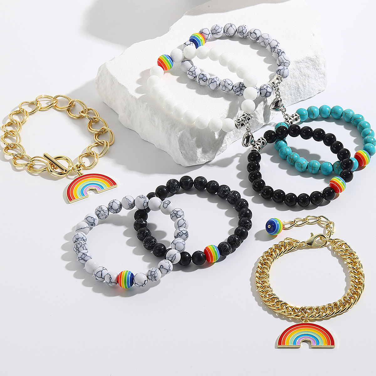 Gay Gift Rainbow Bracelet Set