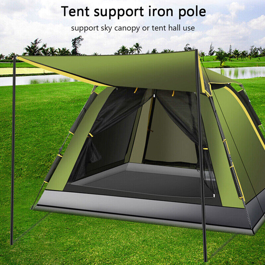 2x200cm Tent Poles Universal Telescopic Adjustable Steel Awning Canopy Tarp Pole 17