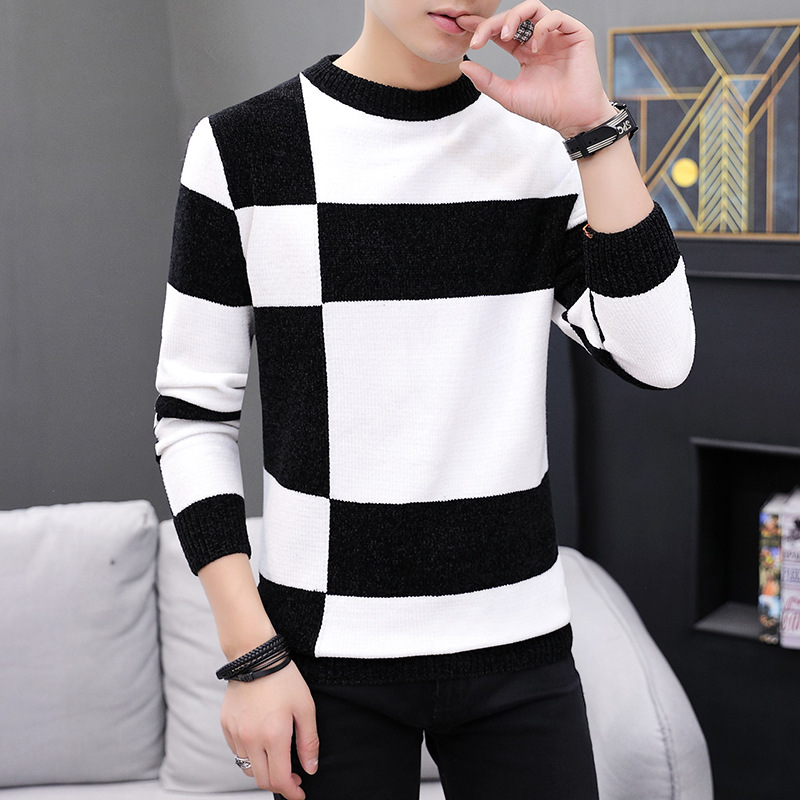 Sweater Men's Round Neck Sweater Korean Style Slim Trend To Keep Warm
