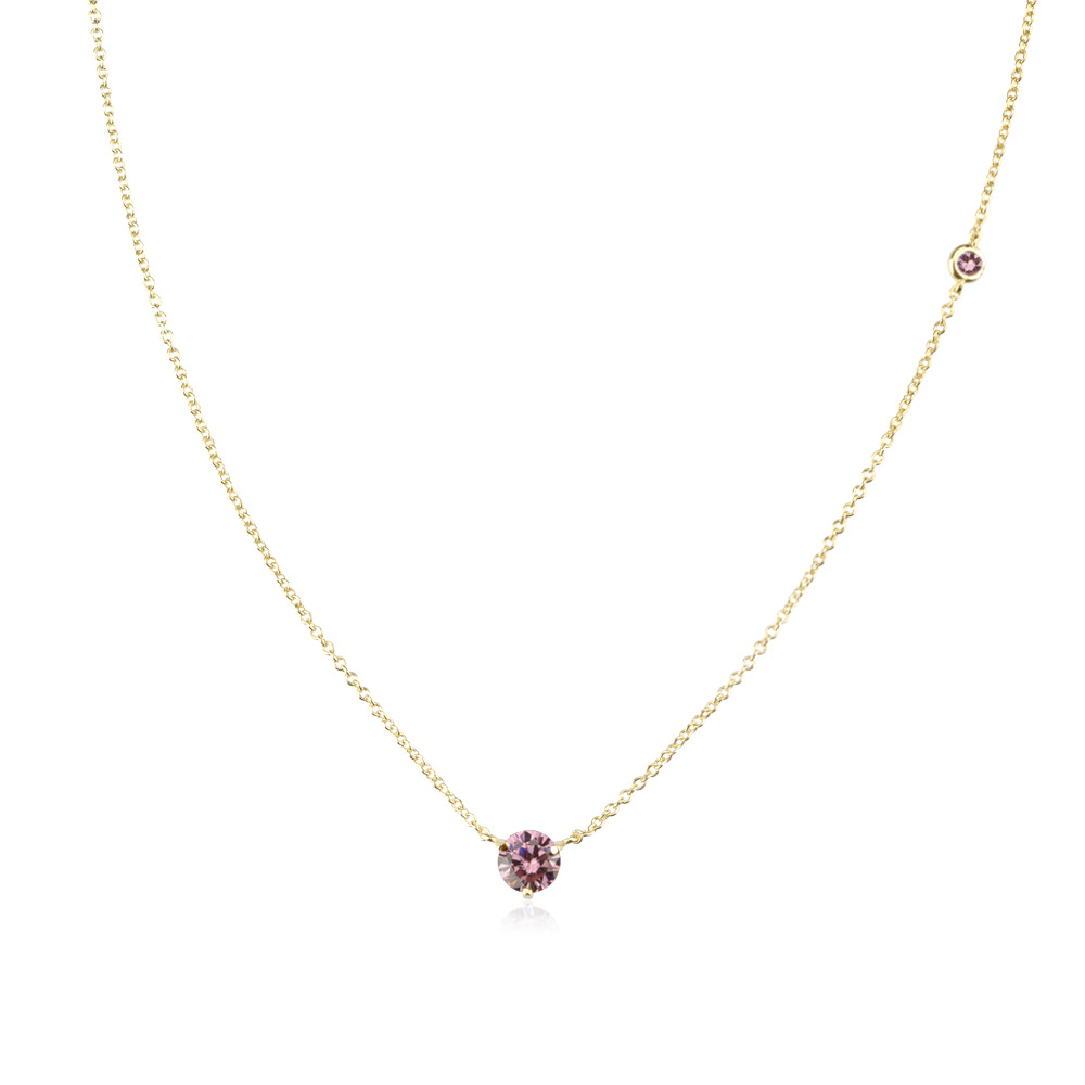Women's Fashion Simple Sterling Silver Round Zirconia Pendant Necklace