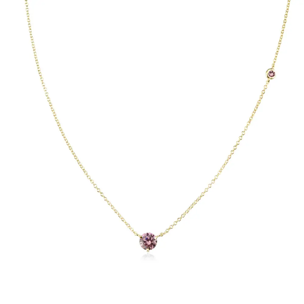 Women's Fashion Simple Sterling Silver Round Zirconia Pendant Necklace