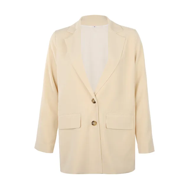 BlazerVintage Light Beige Suit Button Pocket Everyday Jacket Beige - Shop at LoveMi