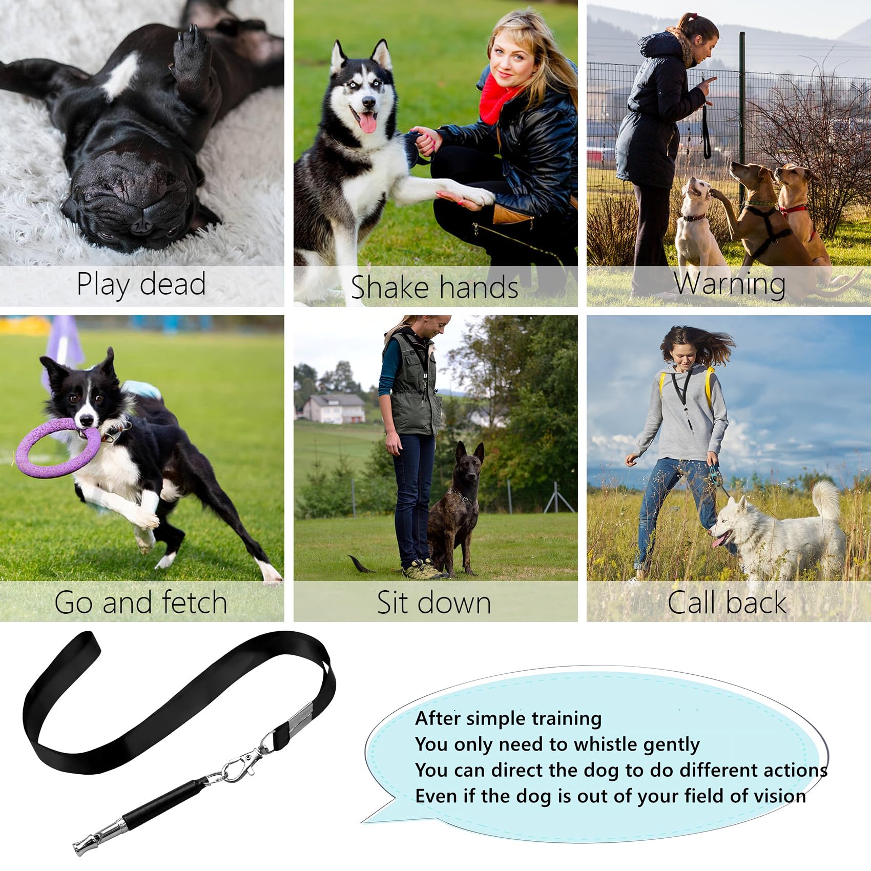 2 Pack Dog Whistle, Dog Whistle To Stop Barking Neighbors Dog, Adjustable Ultrasonic Silent Dog Whistle, Professional Recall Dog Training Whistles, With Lanyard — foto 2