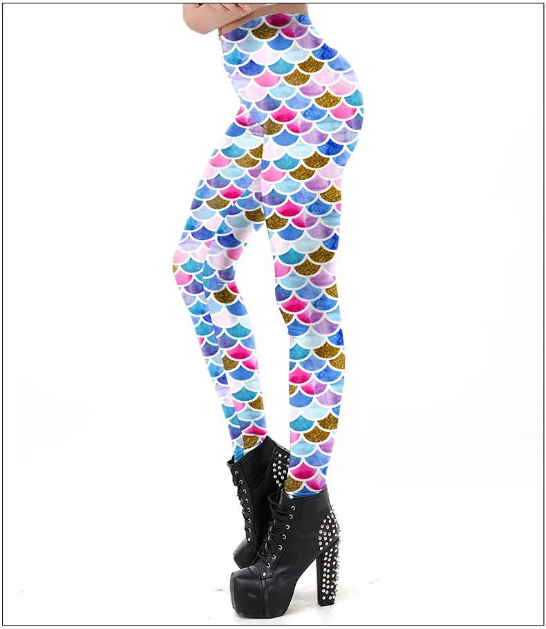 Cropped High Elastic Slim Fit Slimming Scale Printed Tapered Leggings - Kdk1992