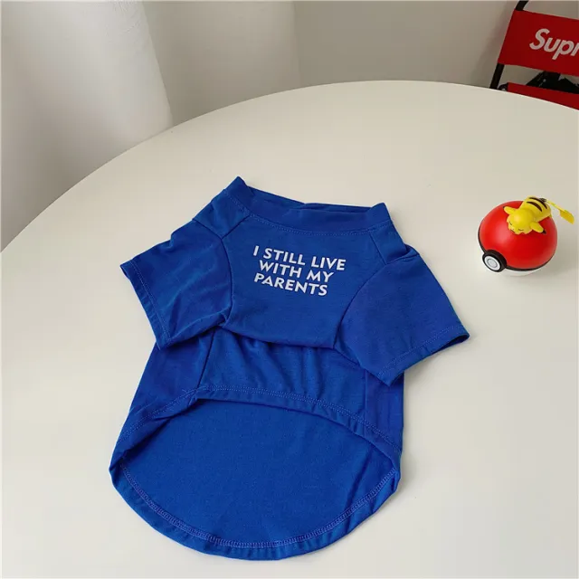 Dog Clothes Summer Clothes Pug Teddy Pure Cotton T shirt Blue - Shop at LoveMi