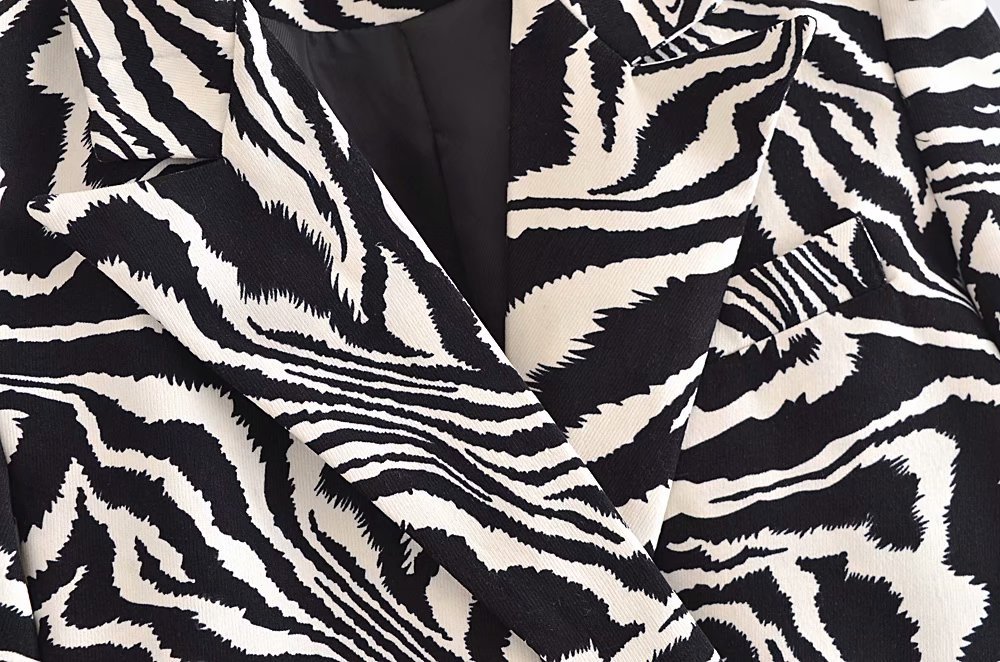 Women's Autumn Zebra Print Woolen Blazer